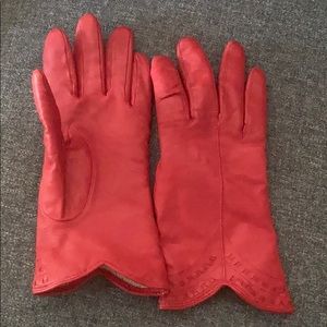 Vintage red leather gloves small